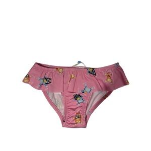 ZARA x BLUEY Pink Kids Swim Bottoms with Fun Characters & Ruffles - size 4